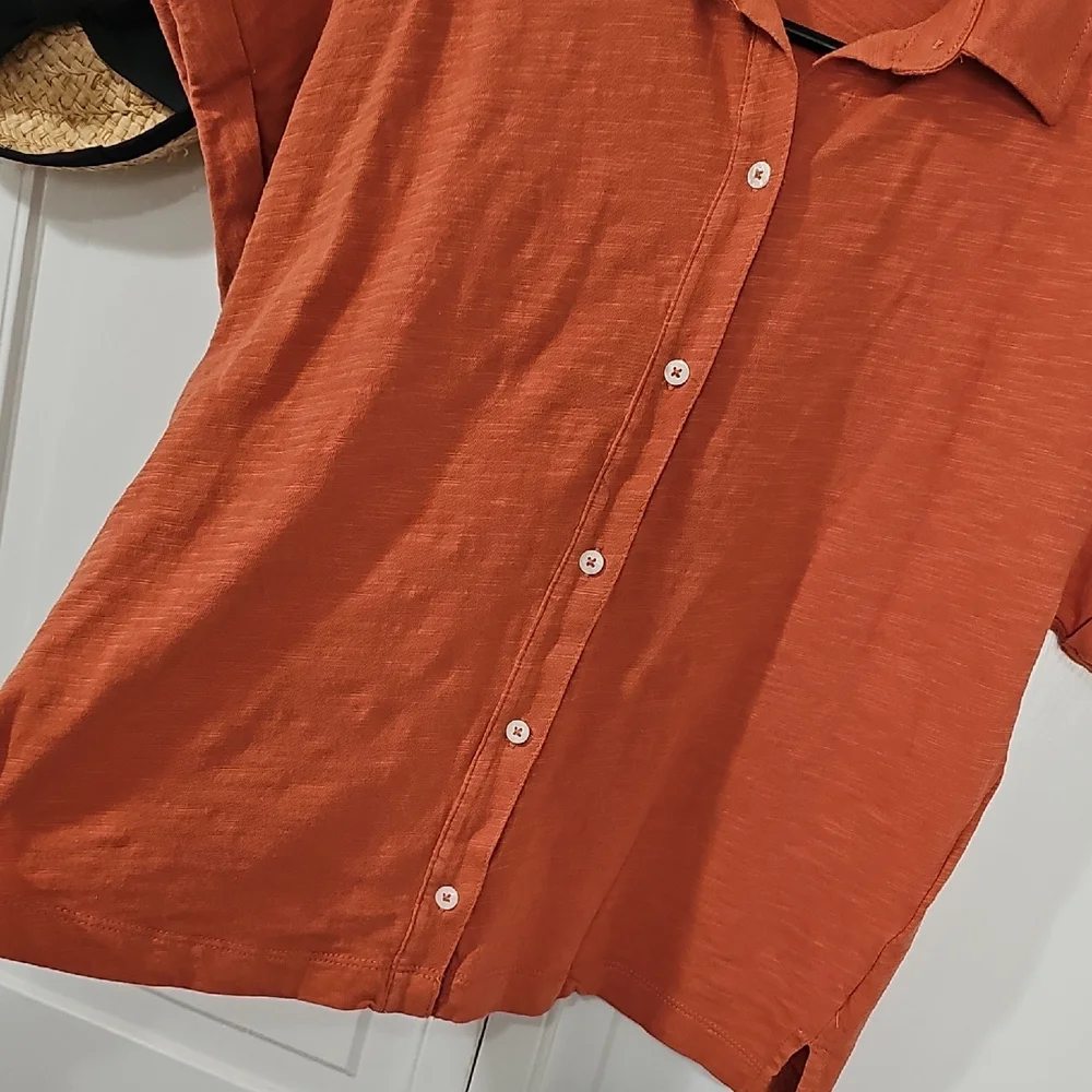 Women's Rust Button-Down Shirt - Picture 7 of 9
